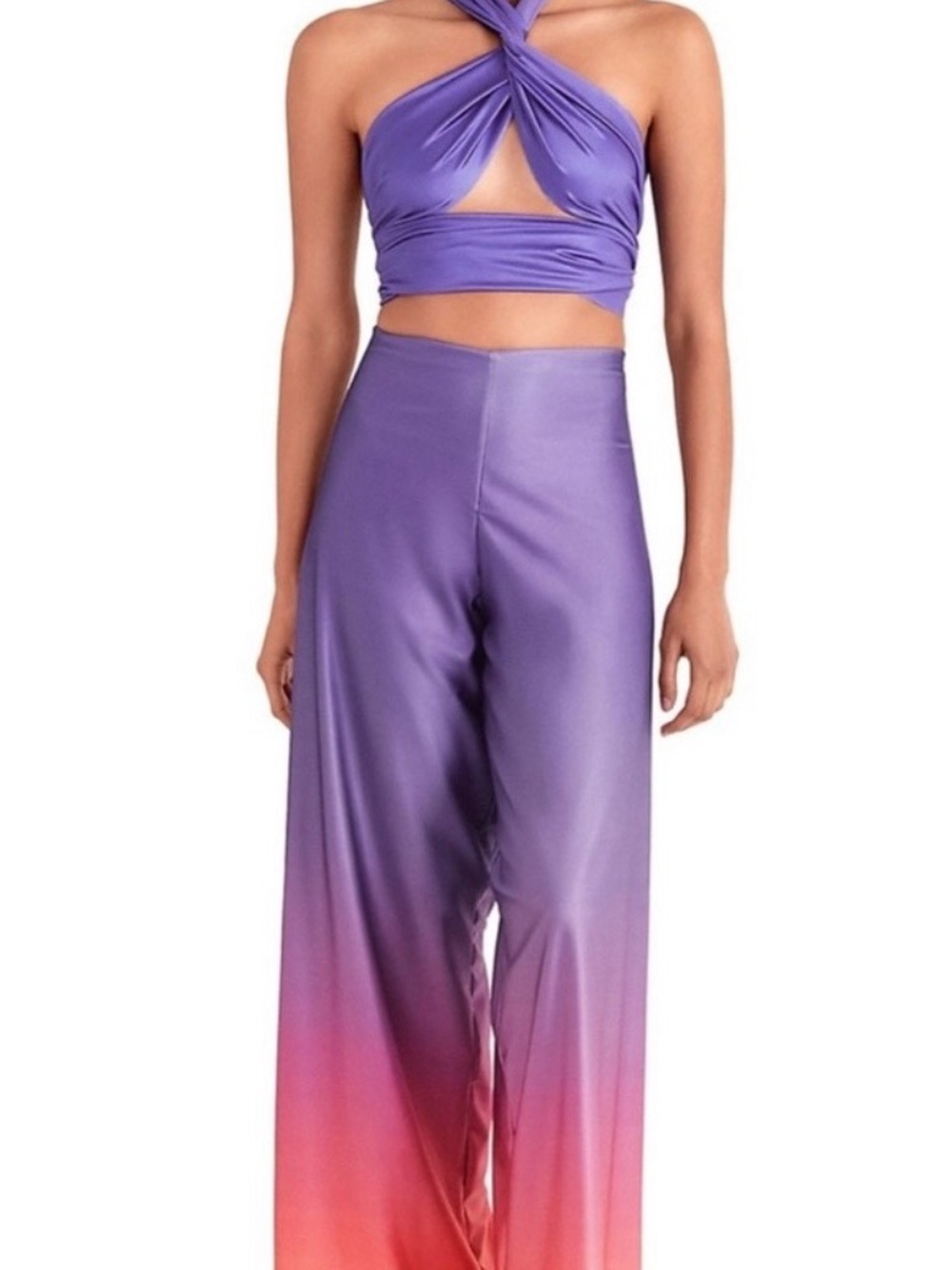 Baobab Collection Purple to Coral Ombre Wide-Leg Pants